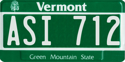 VT license plate ASI712