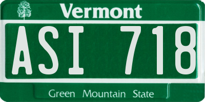 VT license plate ASI718