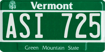VT license plate ASI725