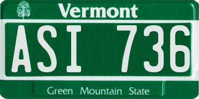 VT license plate ASI736