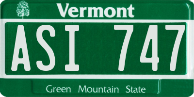 VT license plate ASI747