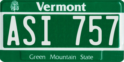 VT license plate ASI757