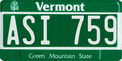 VT license plate ASI759