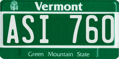 VT license plate ASI760
