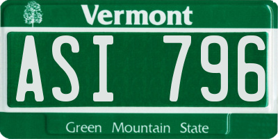 VT license plate ASI796