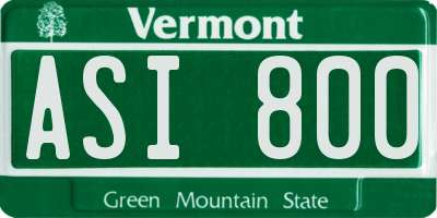 VT license plate ASI800