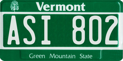 VT license plate ASI802