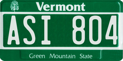 VT license plate ASI804