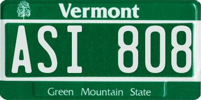 VT license plate ASI808