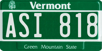 VT license plate ASI818