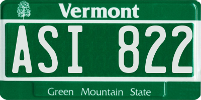 VT license plate ASI822