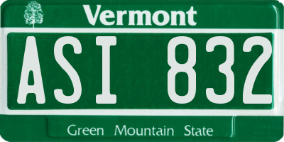 VT license plate ASI832