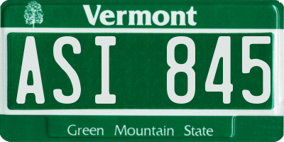 VT license plate ASI845
