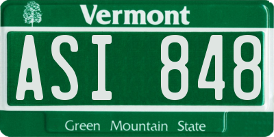 VT license plate ASI848