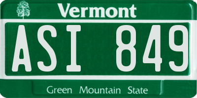 VT license plate ASI849