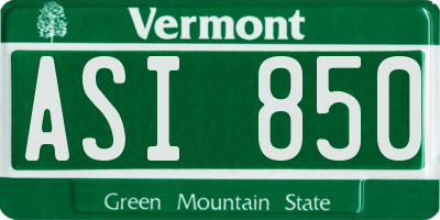 VT license plate ASI850