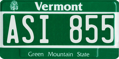 VT license plate ASI855