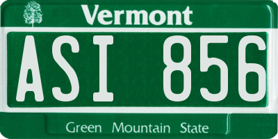 VT license plate ASI856
