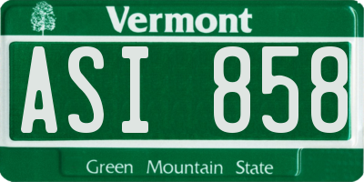 VT license plate ASI858