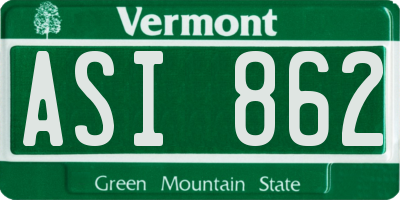 VT license plate ASI862