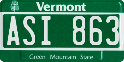 VT license plate ASI863
