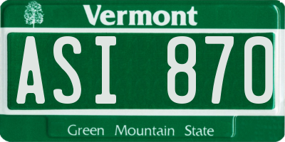 VT license plate ASI870