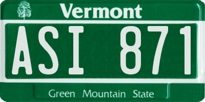 VT license plate ASI871