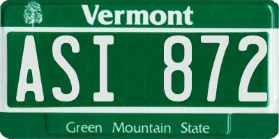 VT license plate ASI872