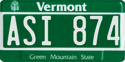 VT license plate ASI874