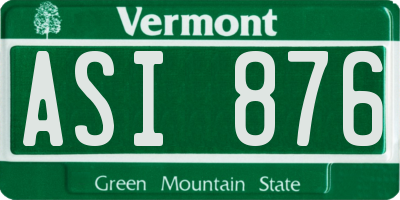 VT license plate ASI876