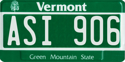VT license plate ASI906