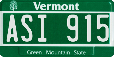 VT license plate ASI915