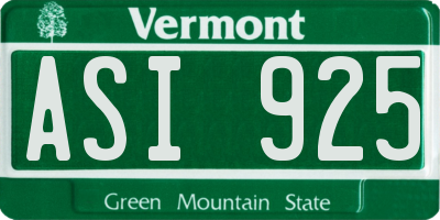 VT license plate ASI925