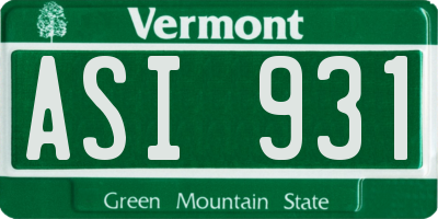 VT license plate ASI931