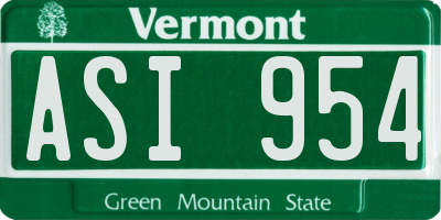 VT license plate ASI954