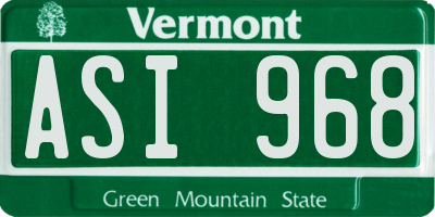 VT license plate ASI968