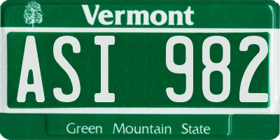 VT license plate ASI982