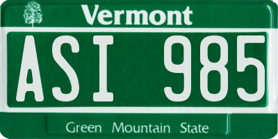 VT license plate ASI985