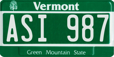 VT license plate ASI987