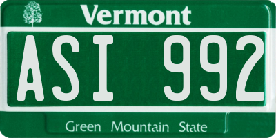 VT license plate ASI992
