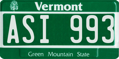 VT license plate ASI993