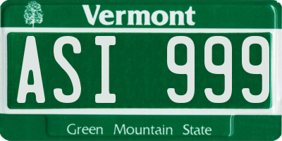 VT license plate ASI999