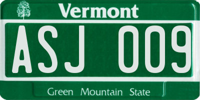 VT license plate ASJ009