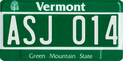 VT license plate ASJ014