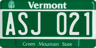 VT license plate ASJ021