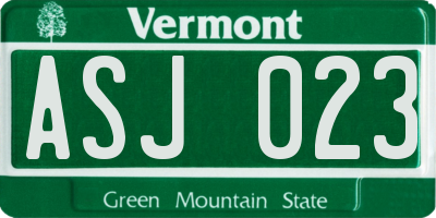 VT license plate ASJ023