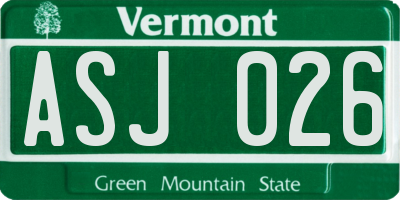 VT license plate ASJ026