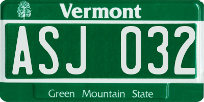 VT license plate ASJ032