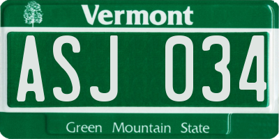 VT license plate ASJ034