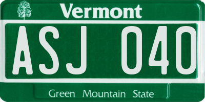 VT license plate ASJ040
